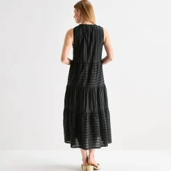 Liz Claiborne Womens Midi V Neck Sleeveless Peasant Dress