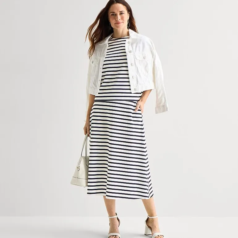 Liz Claiborne Womens Mid Rise Midi A-Line Skirt