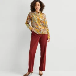 Liz Claiborne Womens Mock Neck Fitted Long Sleeve Regular Fit Button-Down Shirt