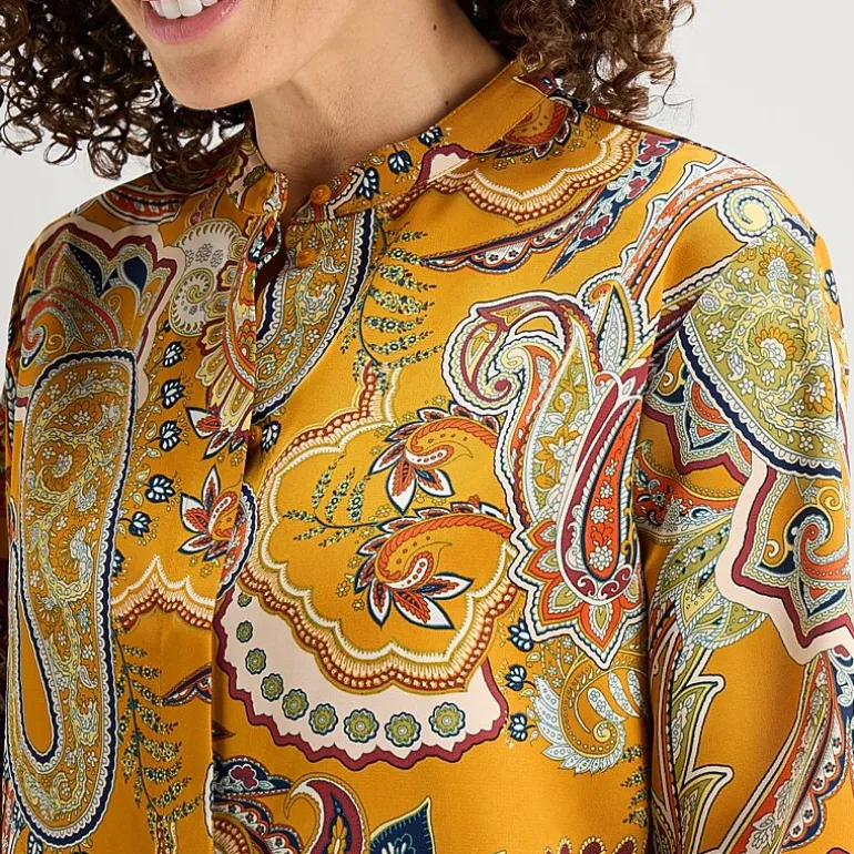 Liz Claiborne Womens Mock Neck Fitted Long Sleeve Regular Fit Button-Down Shirt