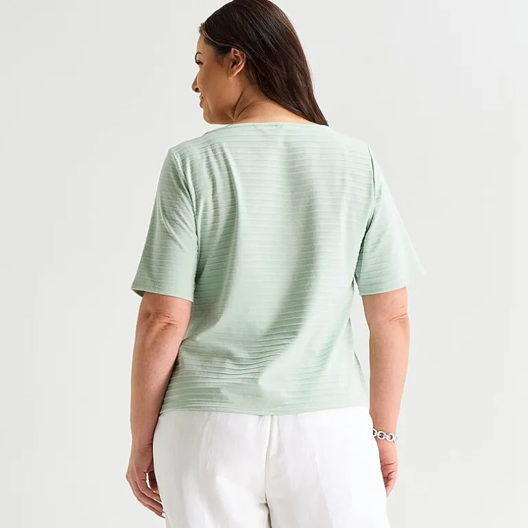 Liz Claiborne Womens Plus Boat Neck Short Sleeve T-Shirt