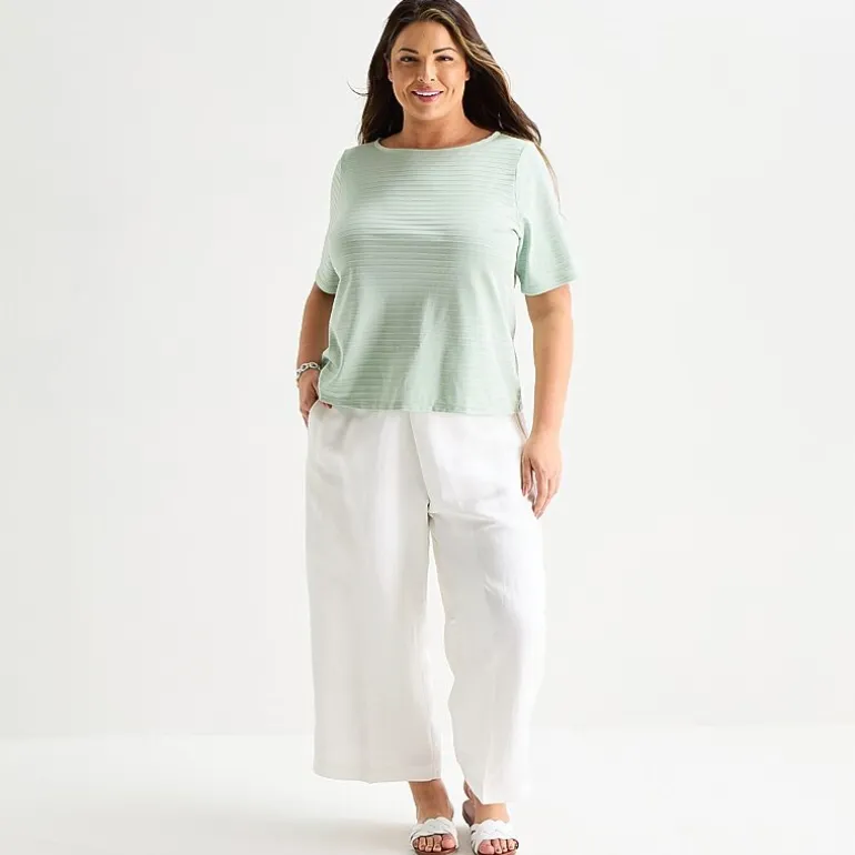 Liz Claiborne Womens Plus Boat Neck Short Sleeve T-Shirt