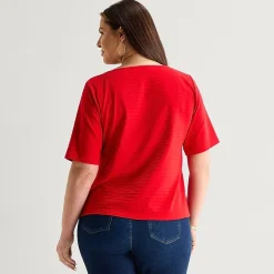 Liz Claiborne Womens Plus Boat Neck Short Sleeve T-Shirt