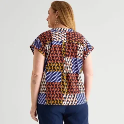 Liz Claiborne Womens Plus Crew Neck Short Sleeve Blouse