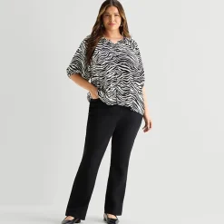 Liz Claiborne Womens Plus Crew Neck Elbow Sleeve Blouse