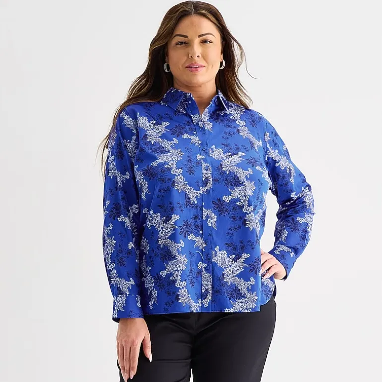 Liz Claiborne Womens Plus Long Sleeve Dress Shirt