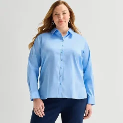 Liz Claiborne Womens Plus Long Sleeve Dress Shirt