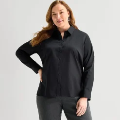 Liz Claiborne Womens Plus Long Sleeve Dress Shirt