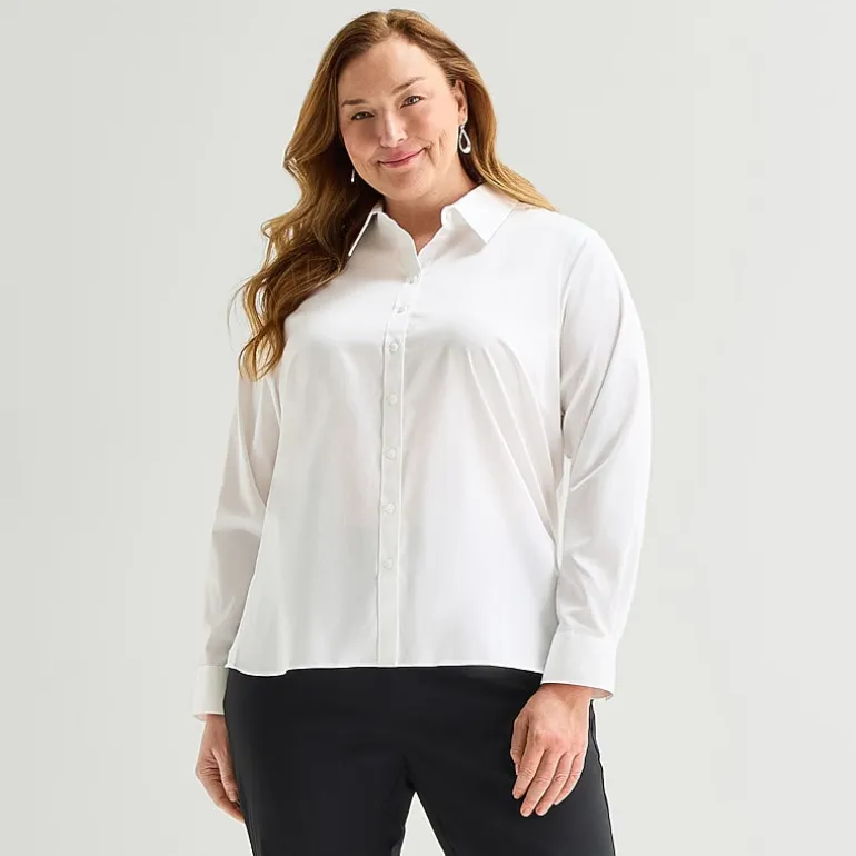 Liz Claiborne Womens Plus Long Sleeve Dress Shirt