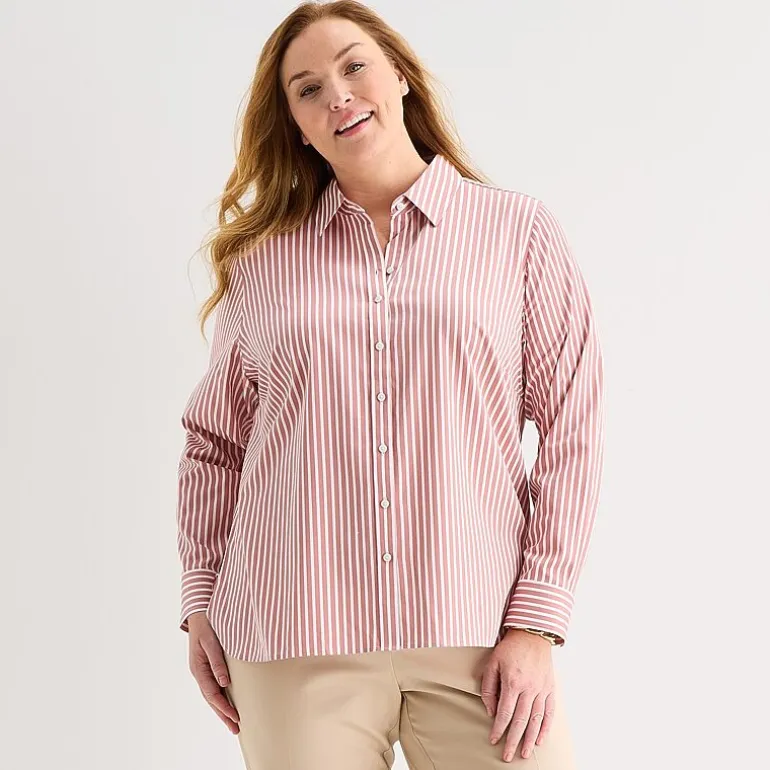 Liz Claiborne Womens Plus Long Sleeve Dress Shirt