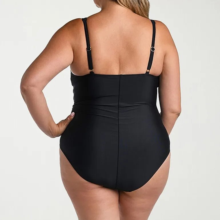 Liz Claiborne Womens Plus Moderate Coverage One Piece Swimsuit