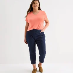 Liz Claiborne Womens Plus V Neck Short Sleeve T-Shirt