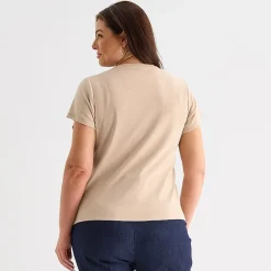 Liz Claiborne Womens Plus V Neck Short Sleeve T-Shirt