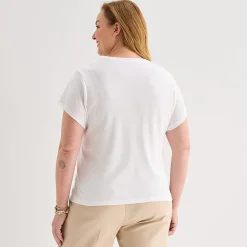Liz Claiborne Womens Plus V Neck Short Sleeve T-Shirt