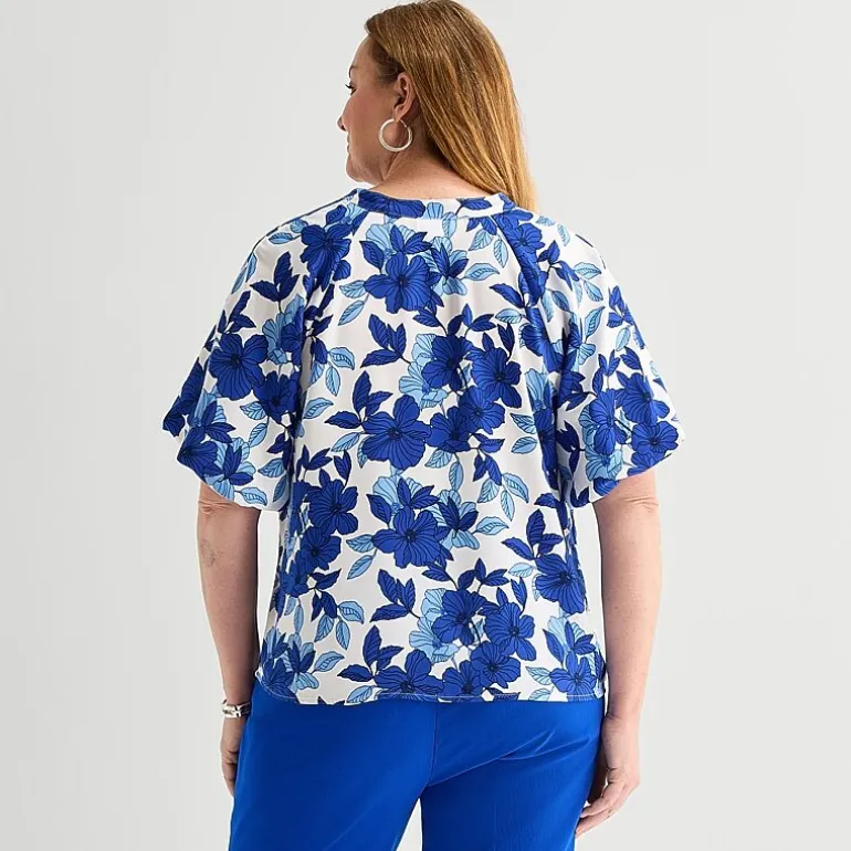 Liz Claiborne Womens Plus V Neck Short Sleeve Satin Blouse