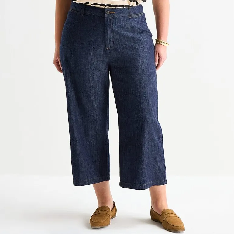 Liz Claiborne Womens Plus Wide Leg Mid Rise Cropped Pant