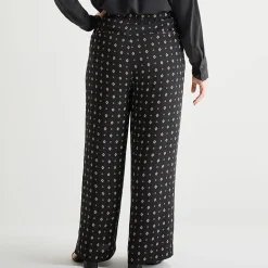 Liz Claiborne Womens Plus Wide Leg Mid Rise Pull-On Pant