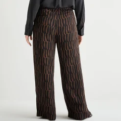 Liz Claiborne Womens Plus Wide Leg Mid Rise Pull-On Pant