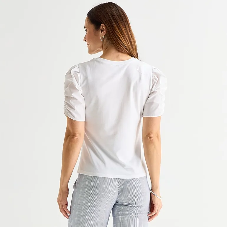 Liz Claiborne Womens Round Neck Short Sleeve Blouse