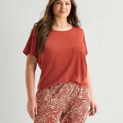 Liz Claiborne Womens Round Neck Short Sleeve 2-pc. Plus Pajama Set