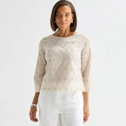 Liz Claiborne Womens Round Neck 3/4 Sleeve Blouse