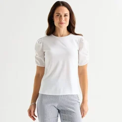 Liz Claiborne Womens Round Neck Short Sleeve Blouse