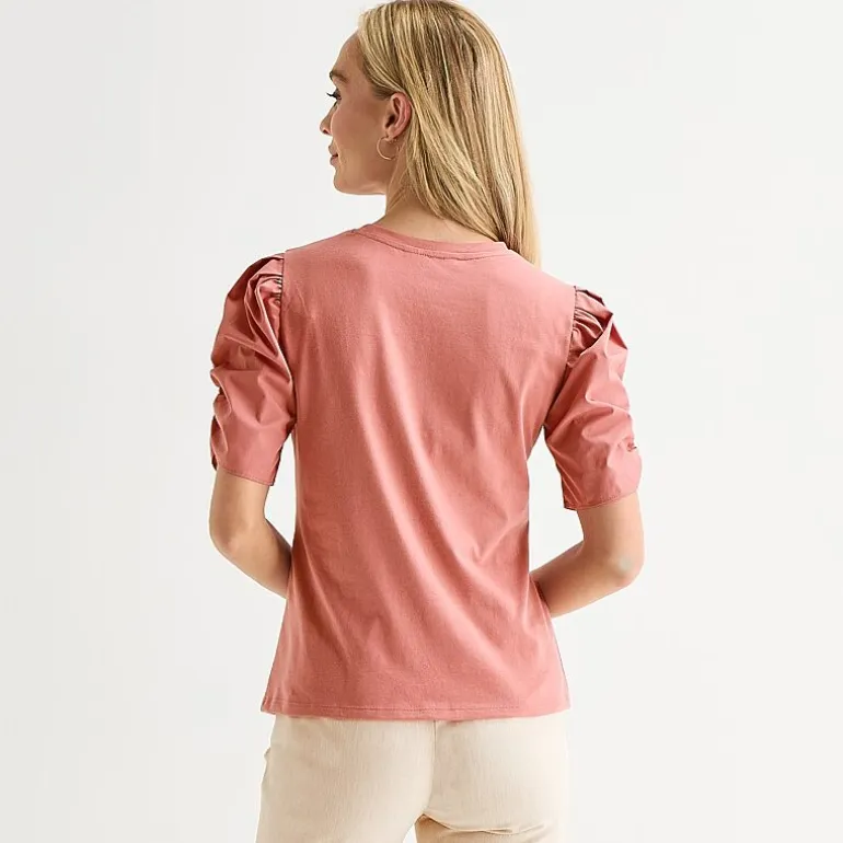 Liz Claiborne Womens Round Neck Short Sleeve Blouse