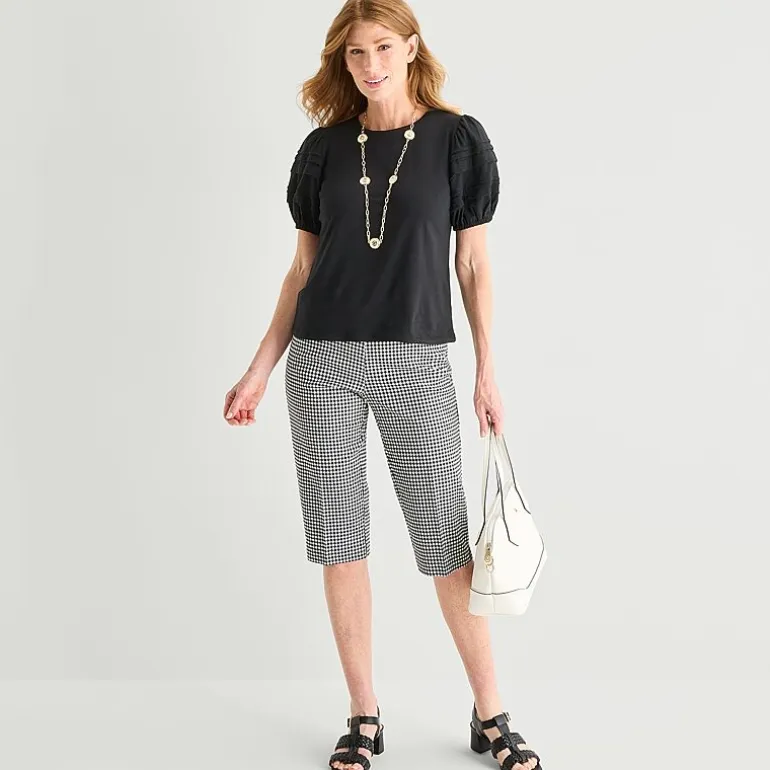 Liz Claiborne Womens Round Neck Short Sleeve Blouse