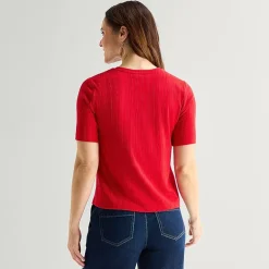 Liz Claiborne Womens Short Sleeve Regular Fit Henley Shirt