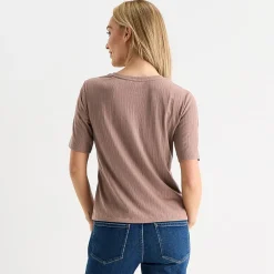 Liz Claiborne Womens Short Sleeve Regular Fit Henley Shirt