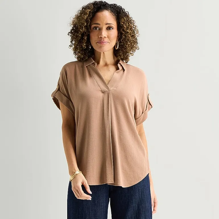 Liz Claiborne Womens Short Sleeve Blouse