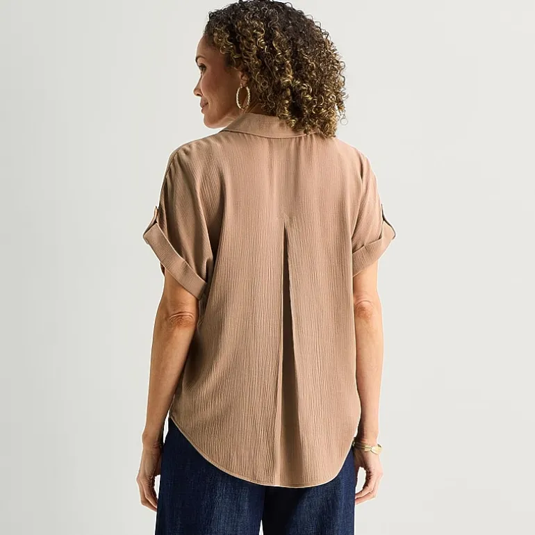 Liz Claiborne Womens Short Sleeve Blouse