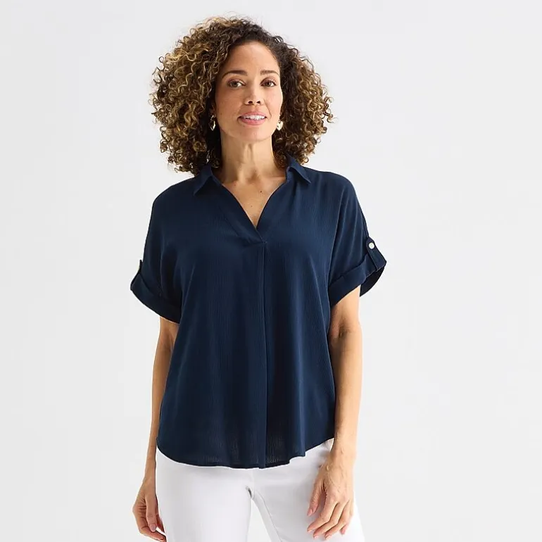Liz Claiborne Womens Short Sleeve Blouse
