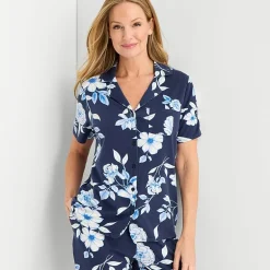 Liz Claiborne Womens Short Sleeve 2-pc. Pajama Set