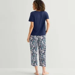 Liz Claiborne Womens Short Sleeve 2-pc. Pajama Set