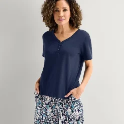 Liz Claiborne Womens Short Sleeve 2-pc. Pajama Set