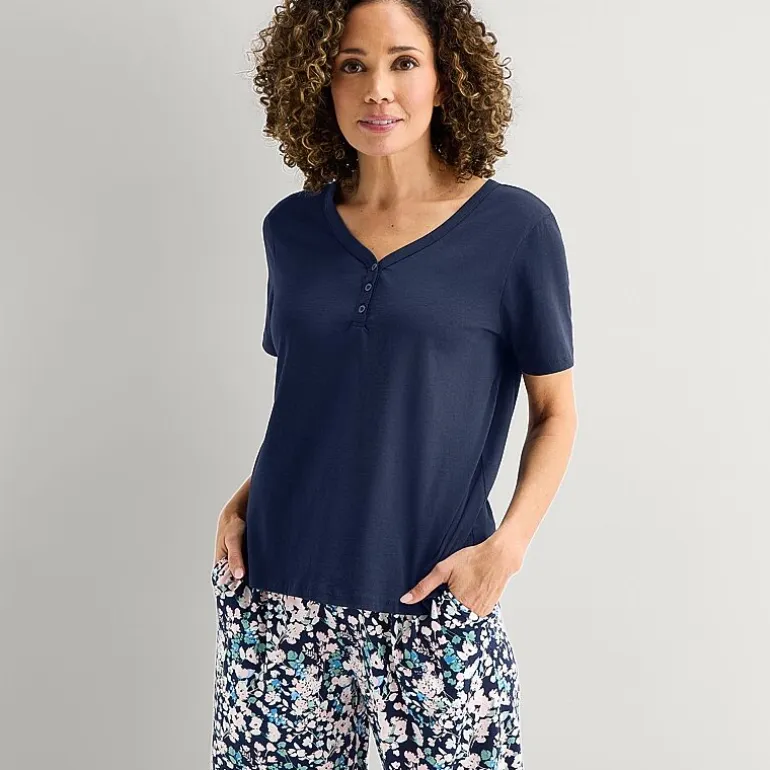 Liz Claiborne Womens Short Sleeve 2-pc. Pajama Set