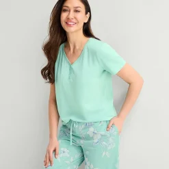 Liz Claiborne Womens Short Sleeve 2-pc. Pajama Set