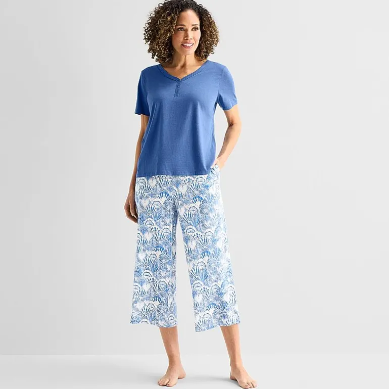Liz Claiborne Womens Short Sleeve 2-pc. Pajama Set