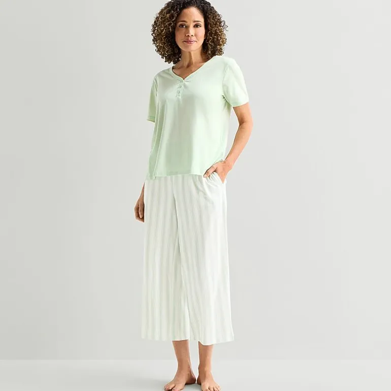 Liz Claiborne Womens Short Sleeve 2-pc. Pajama Set