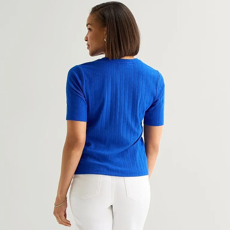Liz Claiborne Womens Short Sleeve Regular Fit Henley Shirt