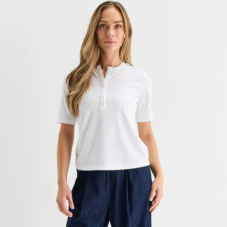 Liz Claiborne Womens Short Sleeve Regular Fit Henley Shirt