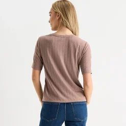 Liz Claiborne Womens Short Sleeve Regular Fit Henley Shirt