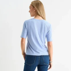 Liz Claiborne Womens Short Sleeve Regular Fit Henley Shirt