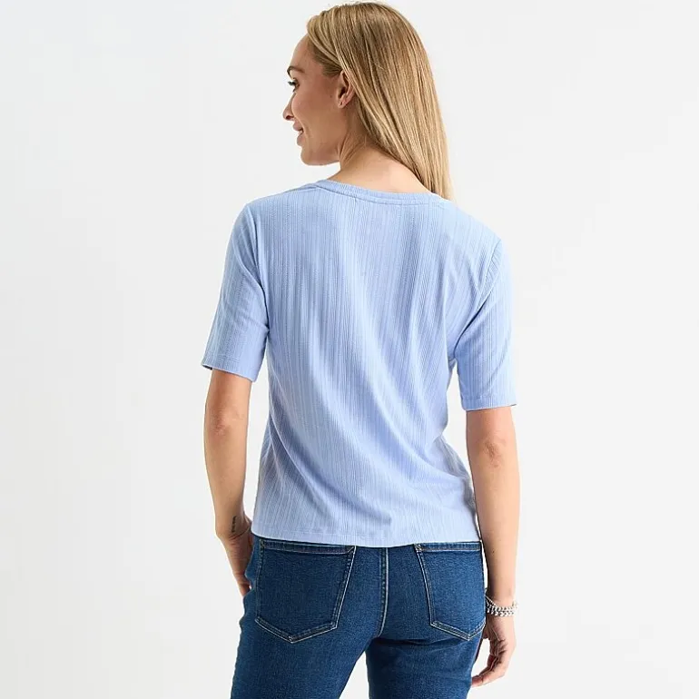 Liz Claiborne Womens Short Sleeve Regular Fit Henley Shirt