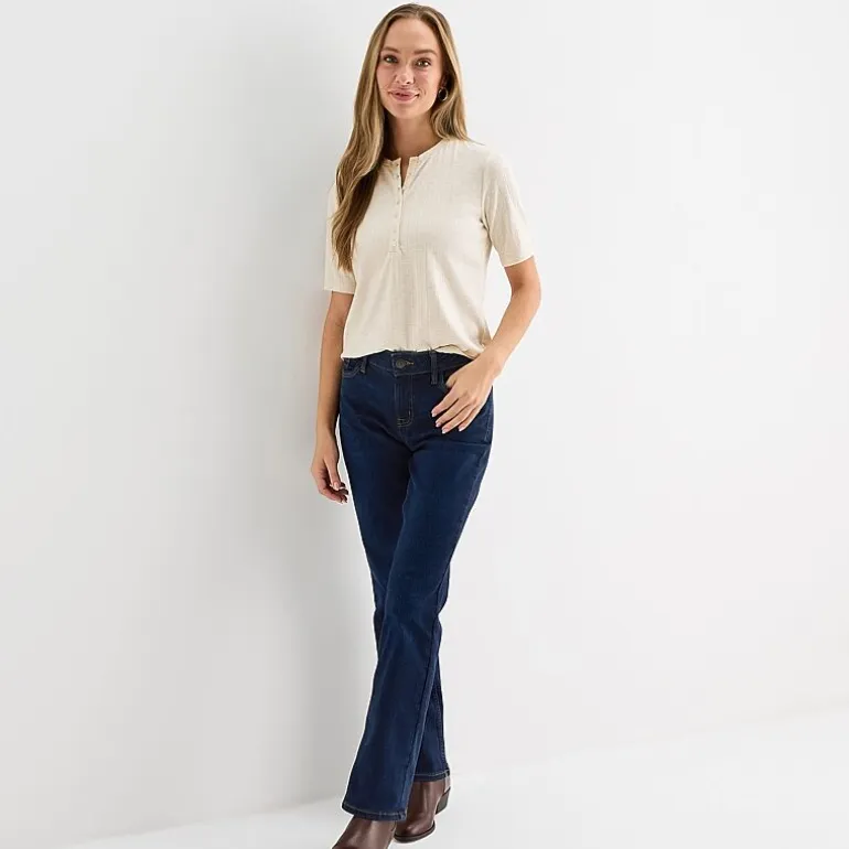 Liz Claiborne Womens Short Sleeve Regular Fit Henley Shirt
