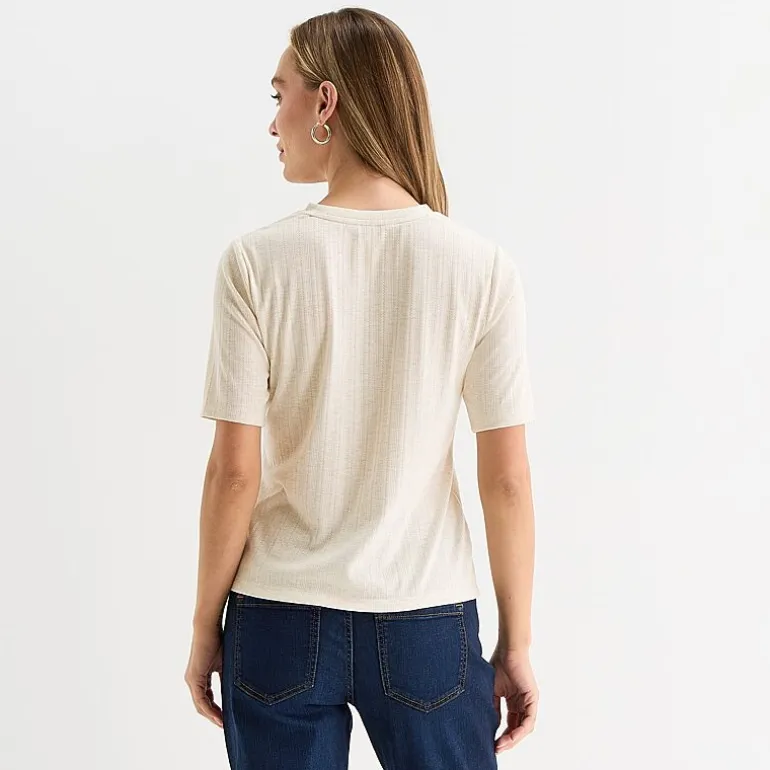 Liz Claiborne Womens Short Sleeve Regular Fit Henley Shirt
