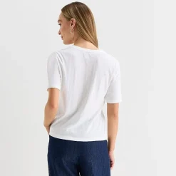 Liz Claiborne Womens Short Sleeve Regular Fit Henley Shirt