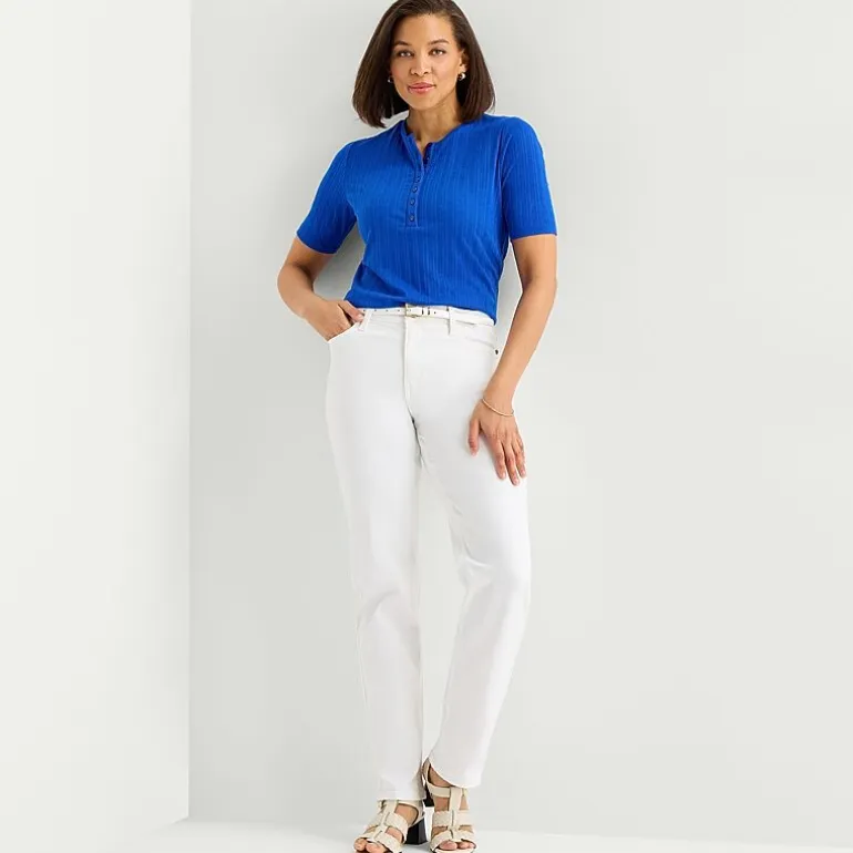 Liz Claiborne Womens Short Sleeve Regular Fit Henley Shirt