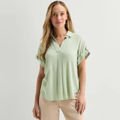 Liz Claiborne Womens Short Sleeve Blouse